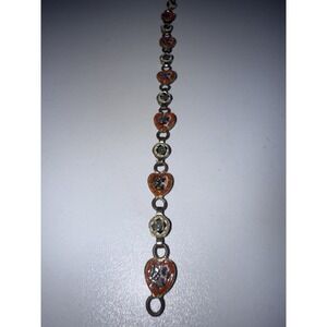 Vintage Italian Micro Mosaic Heart Bracelet‎ Floral Glass Tile SEE PHOTOS